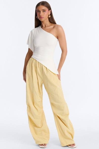Sun Kissed Pinstripe Barrel Leg Jogger - Yellow