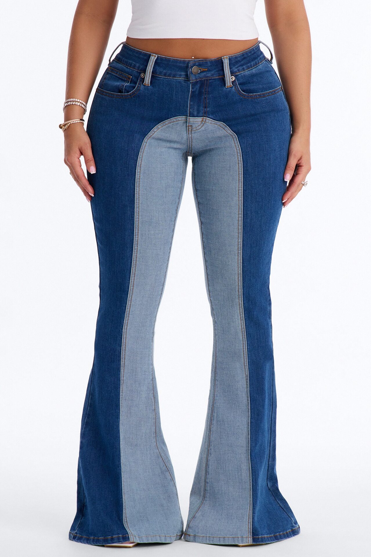 Coronado Low Rise Stretch Flare Jeans - Blue/combo
