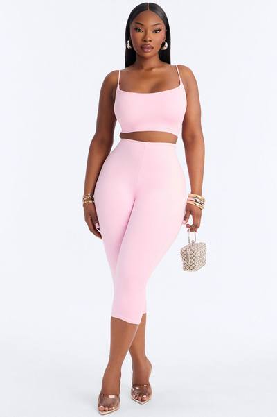 Contour Double Lined Capri Pant - Pink