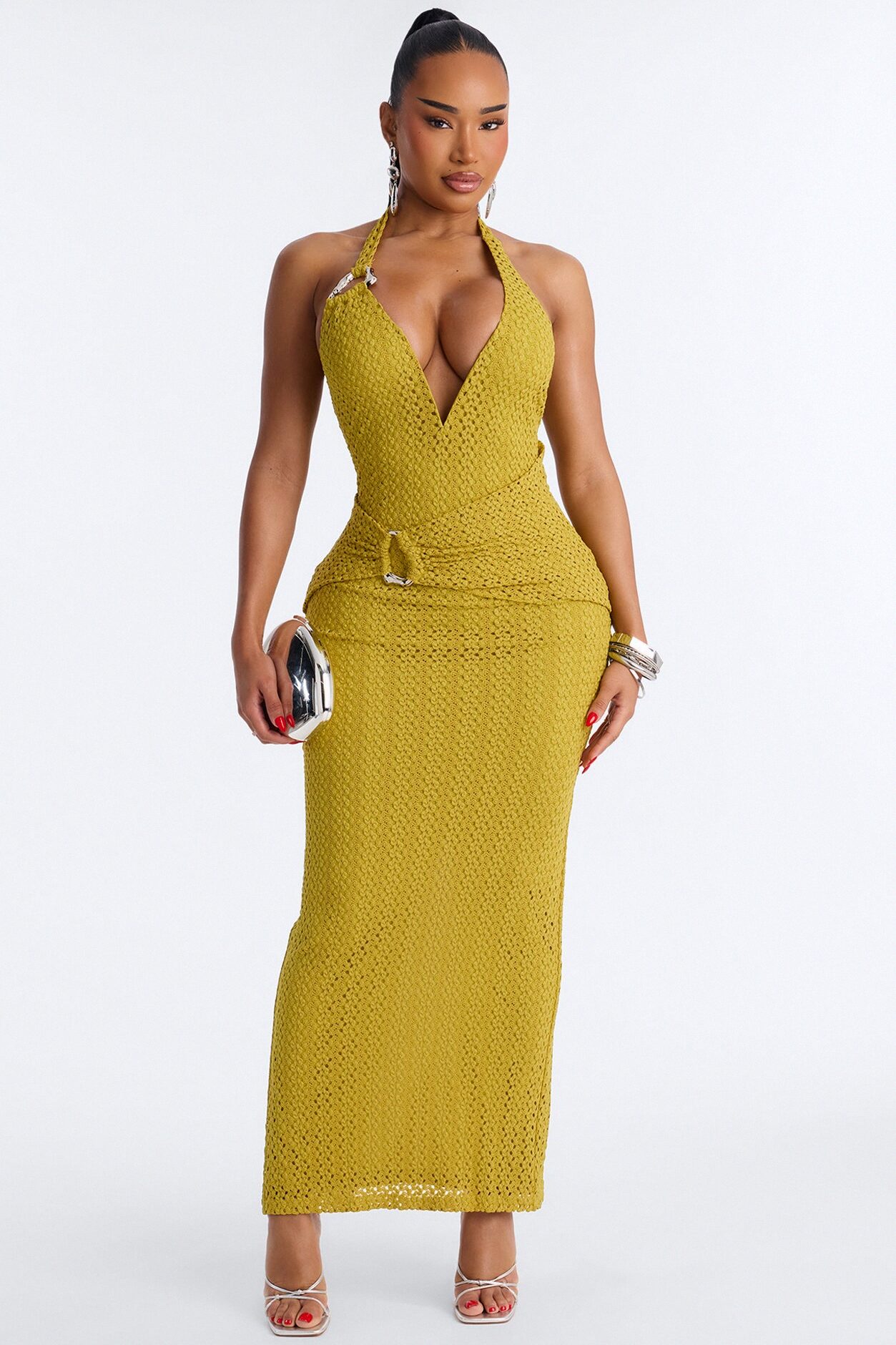 Coastal Moves Crochet Maxi Dress - Chartreuse