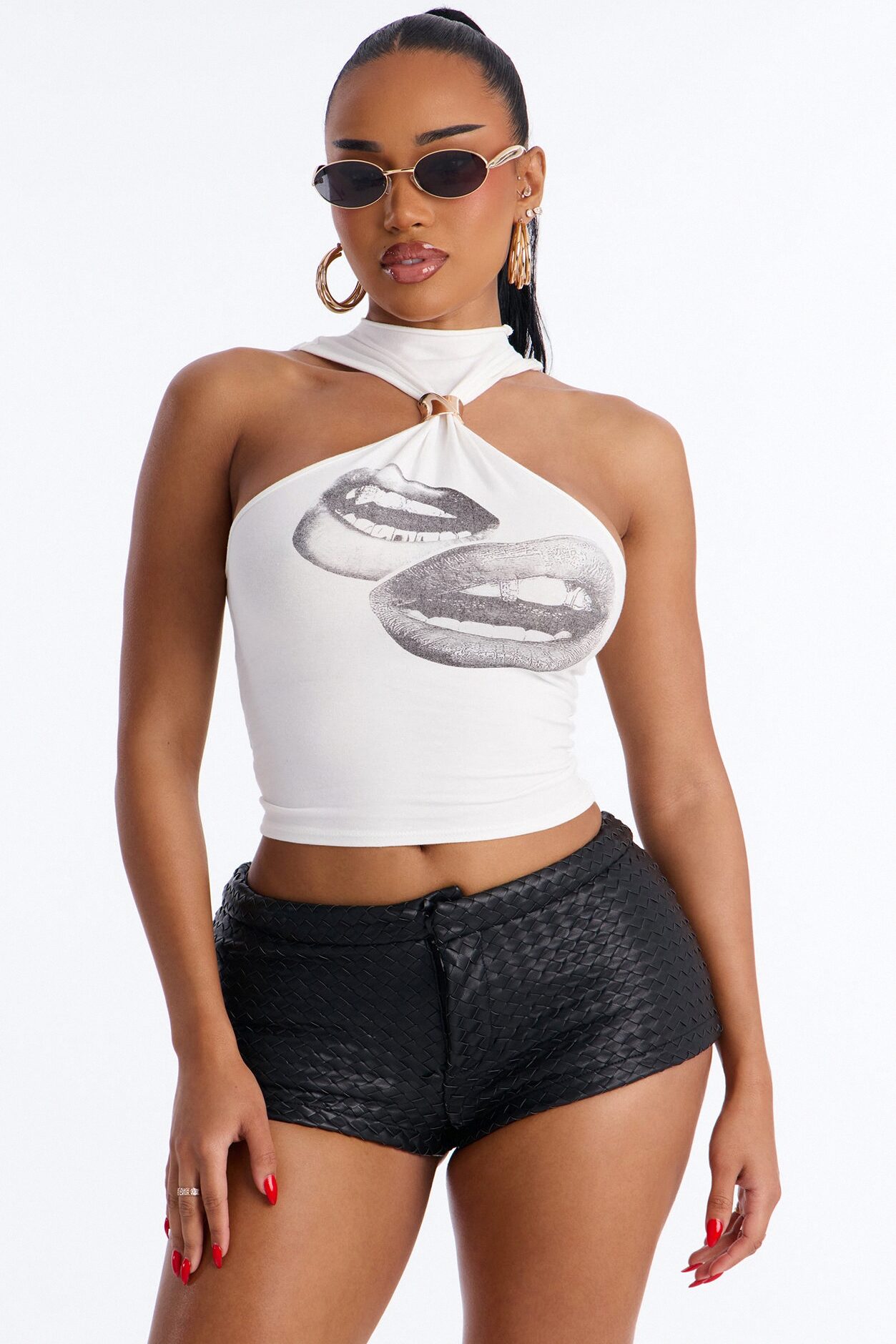 Hot Lips Halter Top - White