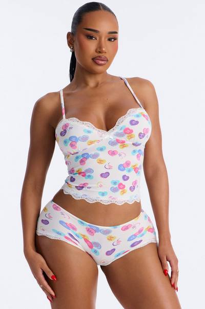 Heart Like Candy Cami PJ Short Set - White/combo