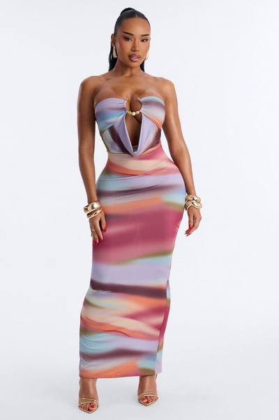 Karla Cowl Ombre Maxi Dress - Multi Color