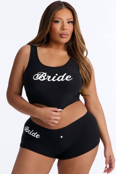 Bride PJ Tank & Short Set - Black