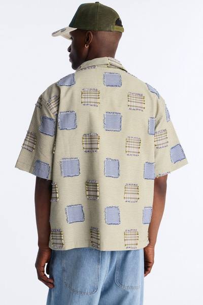 Relaxed Sunny Stitch Plaid Cuban Collar Button Up Shirt - Multi Color
