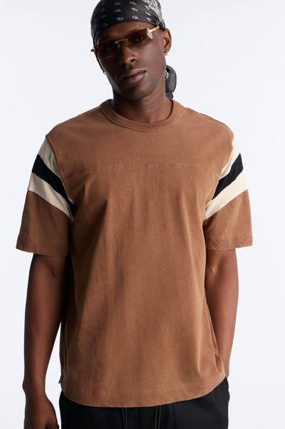 Boxy Varsity Stripe Tee - Brown/combo
