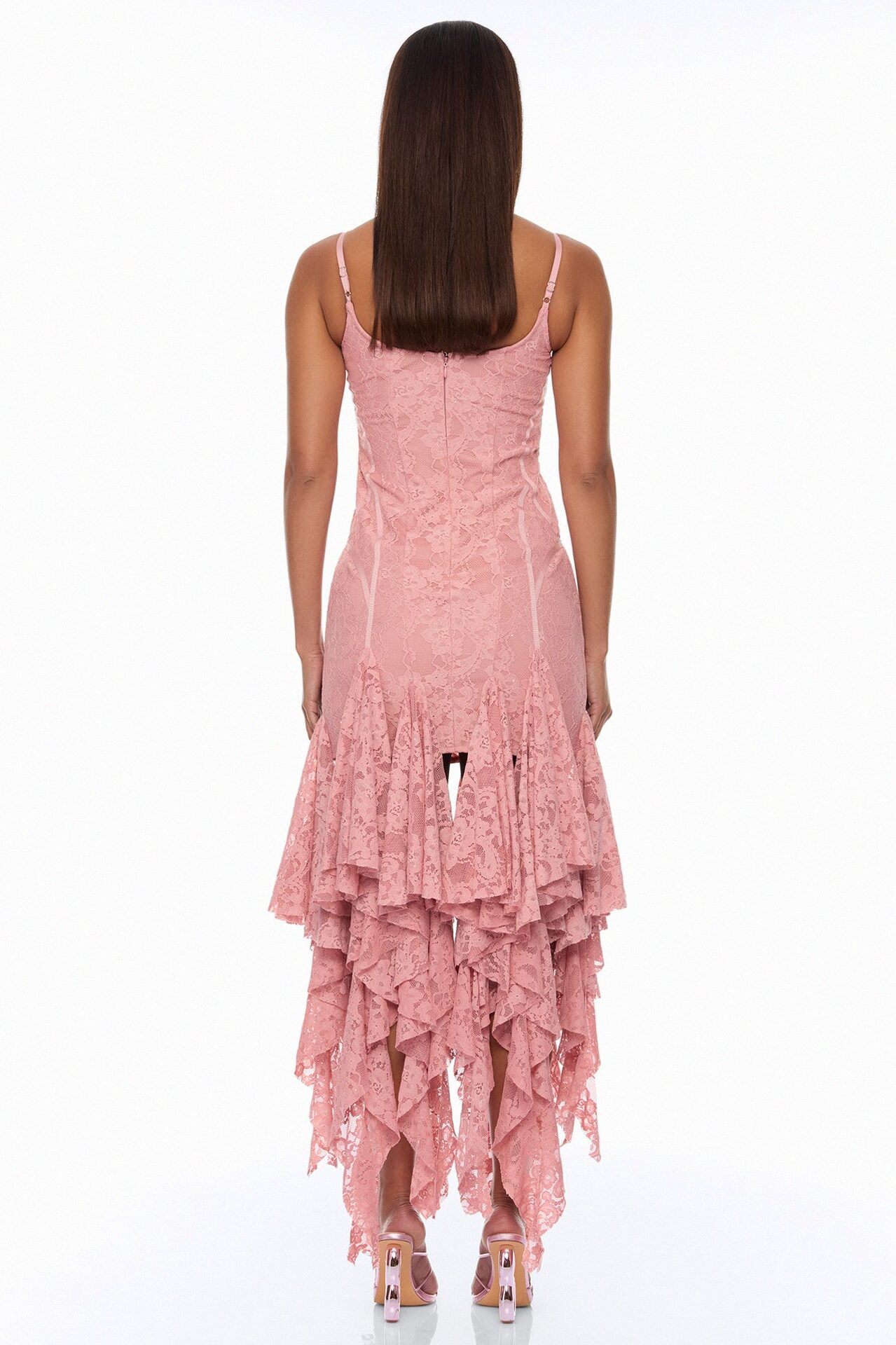 Madeline Ruffle Lace Maxi Dress - Mauve