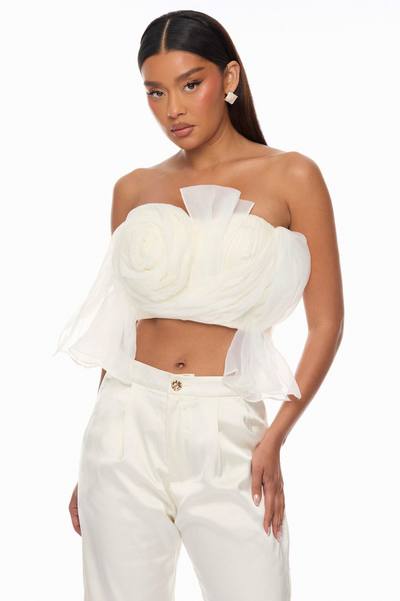 Arlynn 3D Applique Pant Set - White