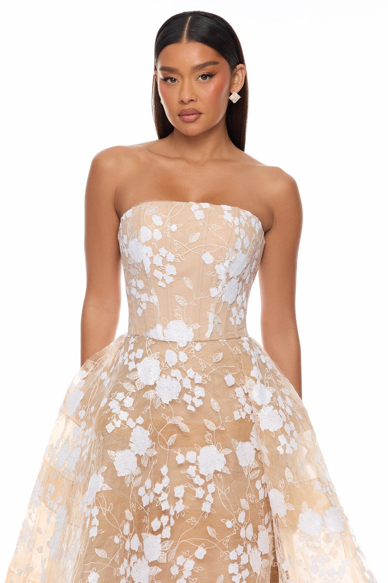 Too Sweet Lace Maxi Dress - Nude/combo