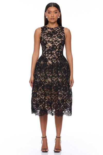 Caia A Line Dresses Lace Midi Dress - Black