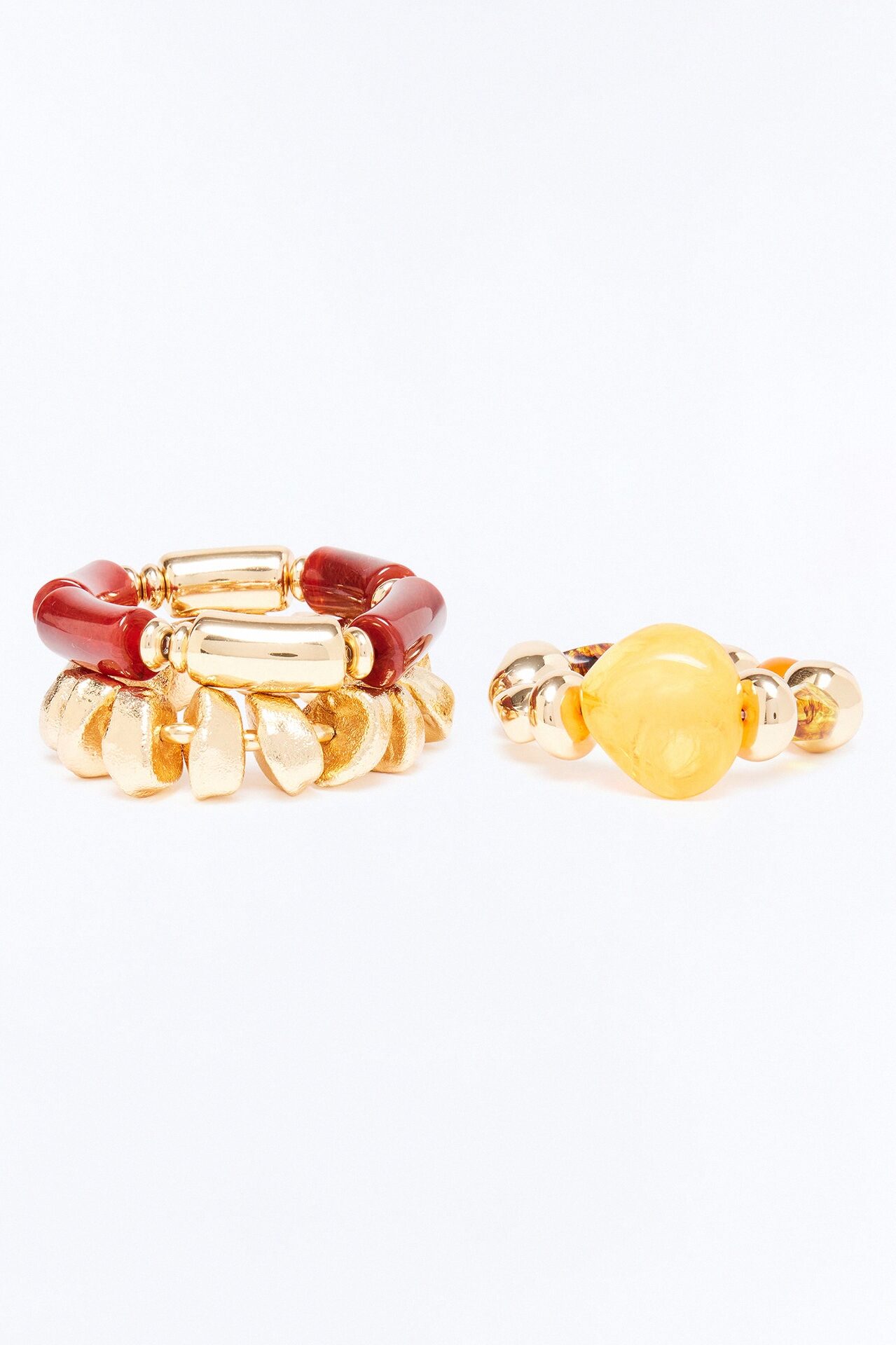 Serene Bali 3 Piece Bracelet Set - Gold/Orange