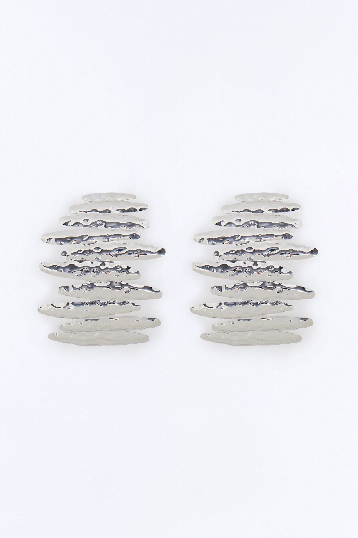 Tidal Wave Textured Drop Earrings - Silver