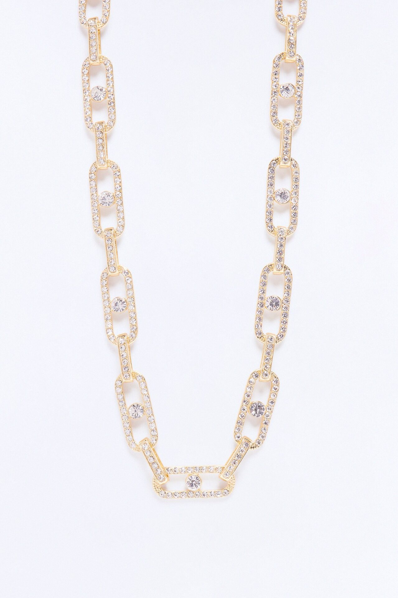 Paper Clipped Rhinestone Necklace Set - Gold