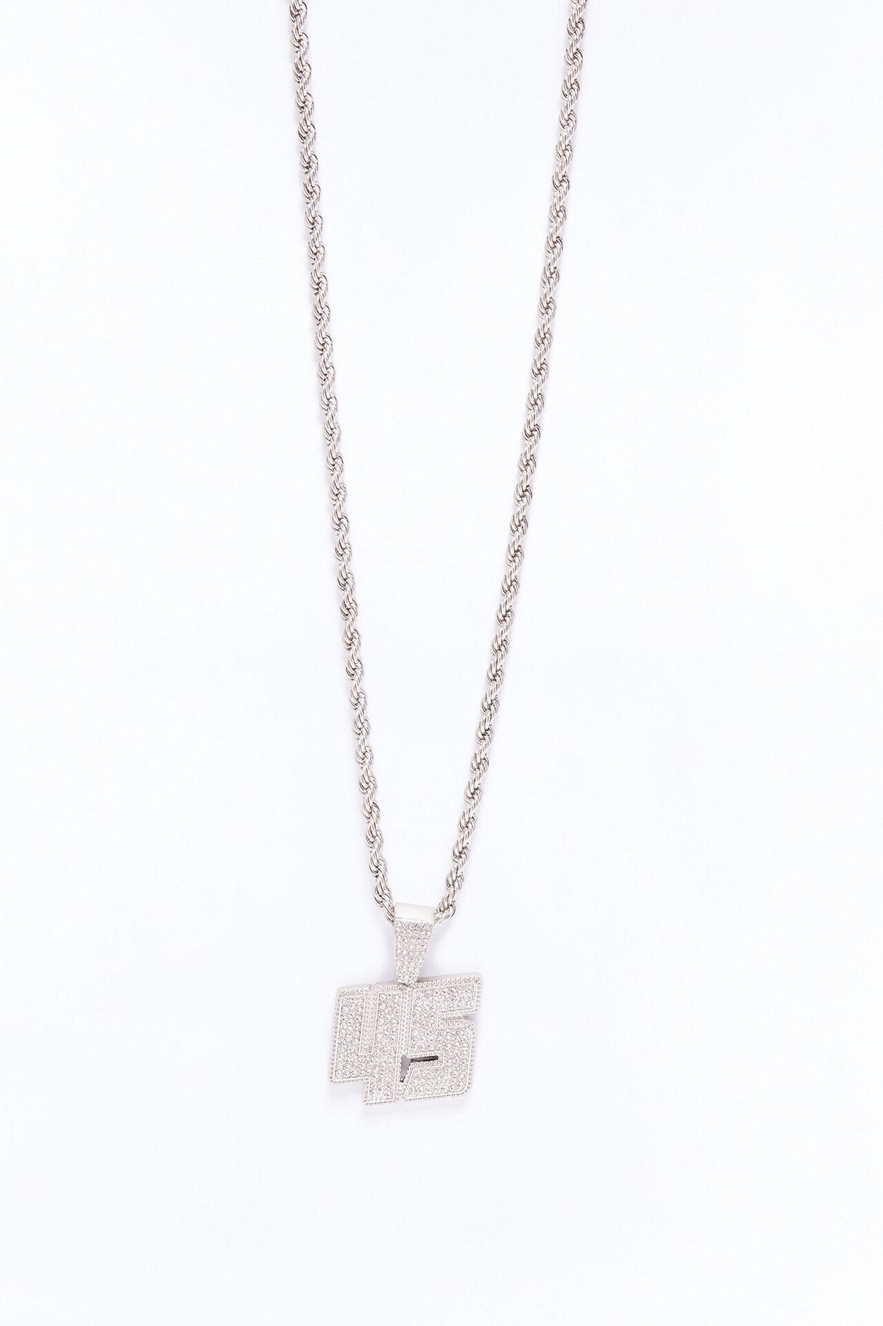 Iced 45 Rope Chain Necklace - Silver