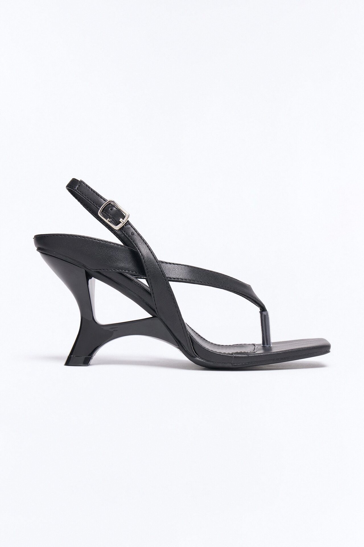 Zoya Thong Slingback Novelty Wedges - Black