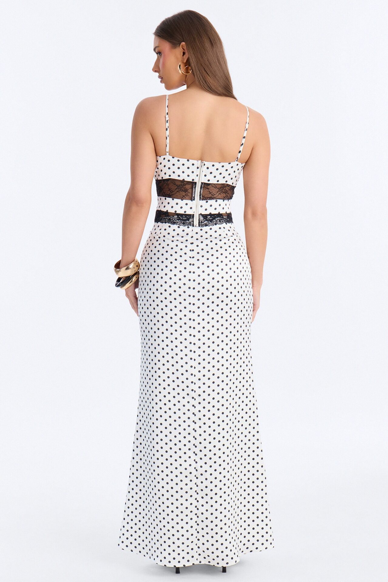 Juliette Polka Dot Laced Skirt Set - White/Black