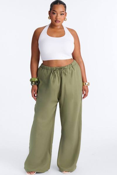 Beach Walks Linen Pant - Olive