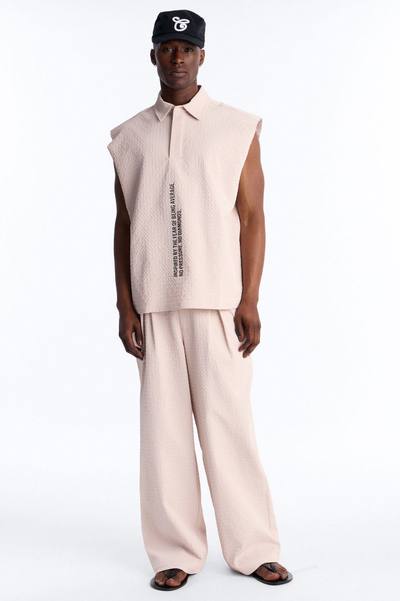 Oversized Inspired By Fear Seersucker Muscle Polo - Pink