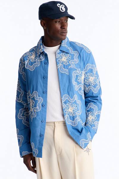 Fleur Entwine Long Sleeve Button Up Shirt - Blue