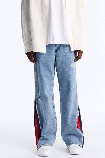Straight Off Track Terry Zip Jean - Light Wash