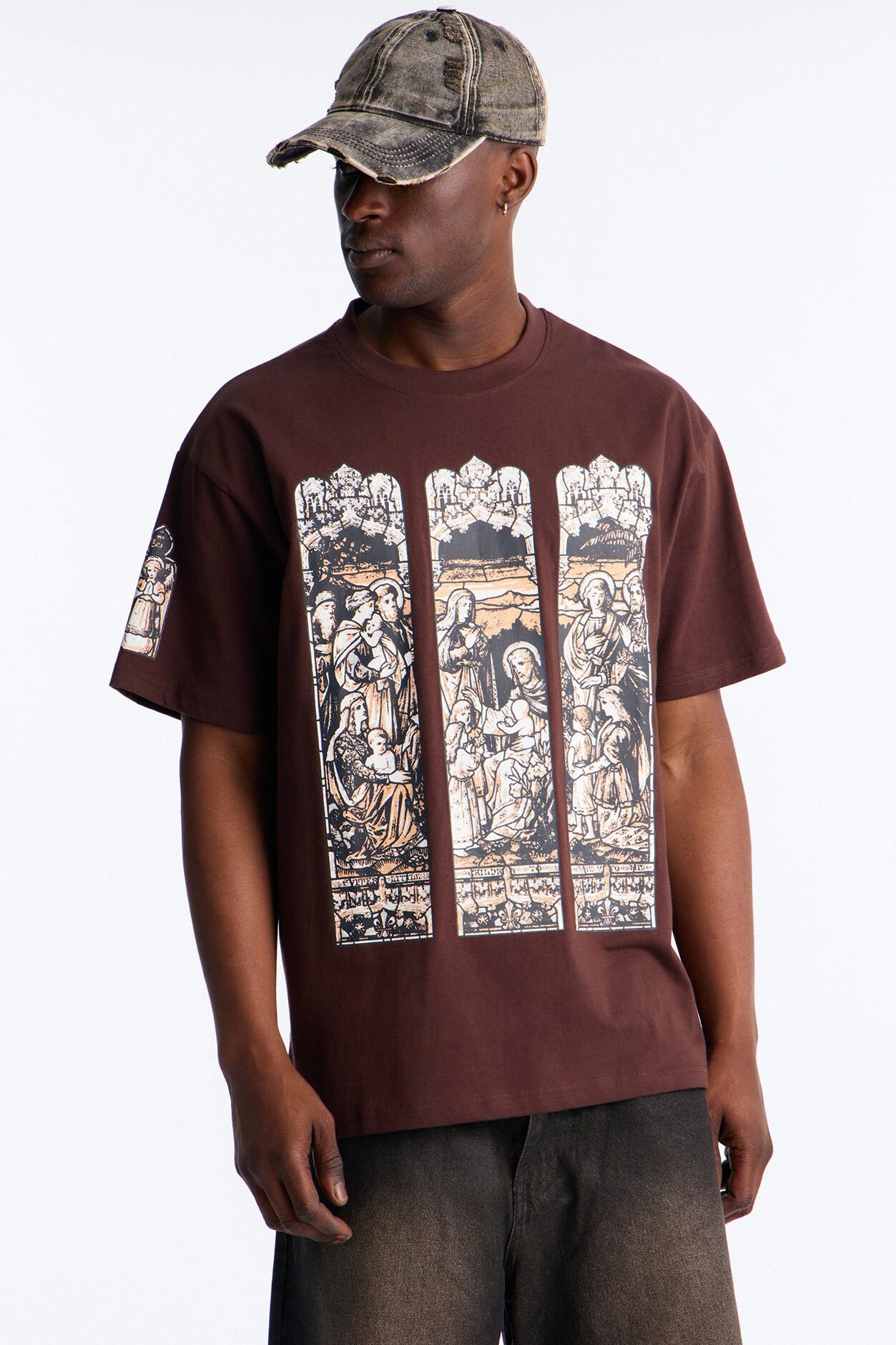Cathedral Art Oversized Short Sleeve Tee - Brown