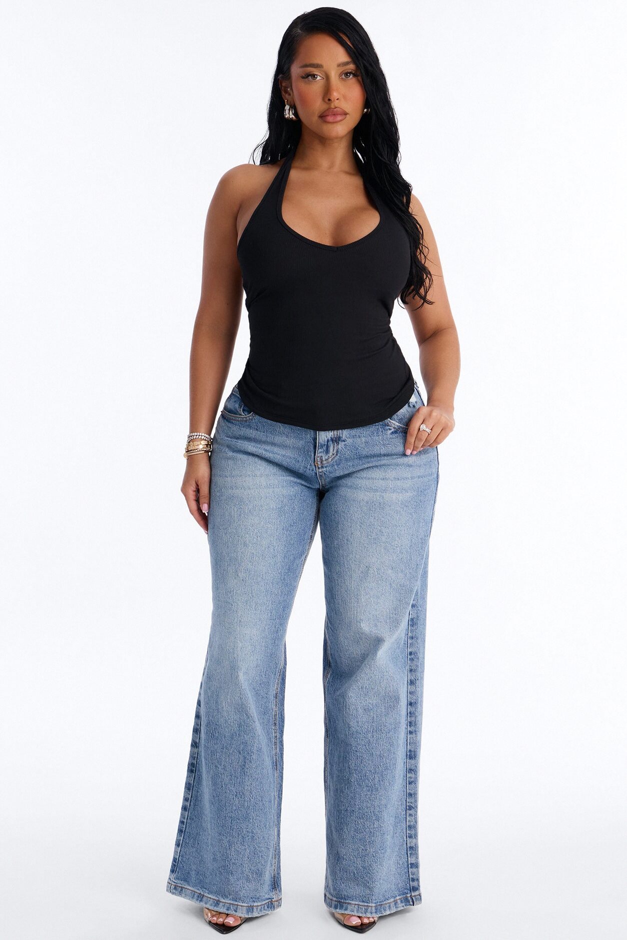 Holly Built In Bra Cup Halter Top - Black