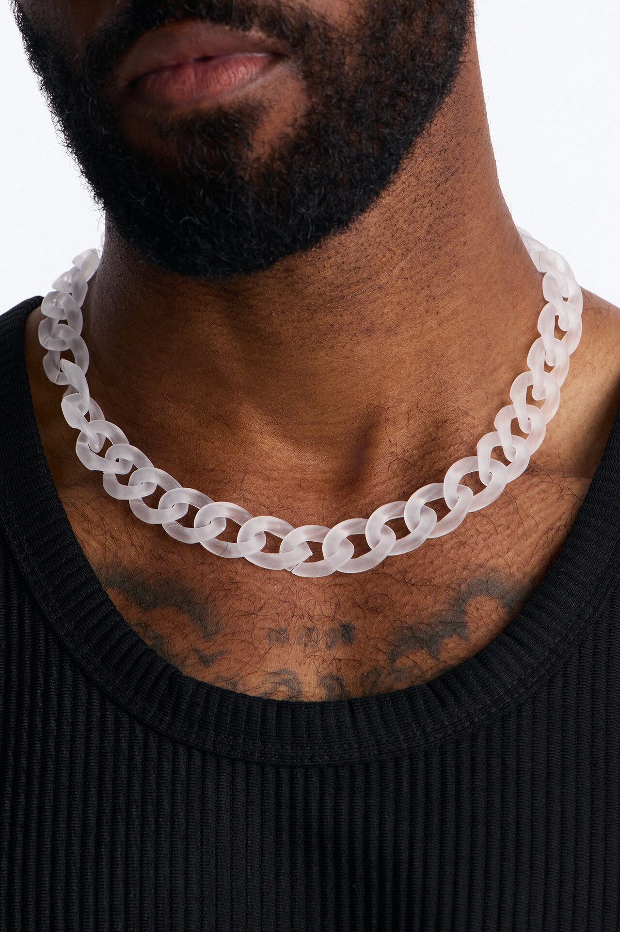 Thick Frosted Cuban Chain Necklace - Clear