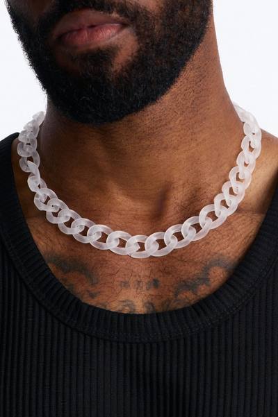 Thick Frosted Cuban Chain Necklace - Clear
