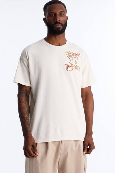 Rust 77 Riders Vintage Oversized Print Short Sleeve Tee - Cream