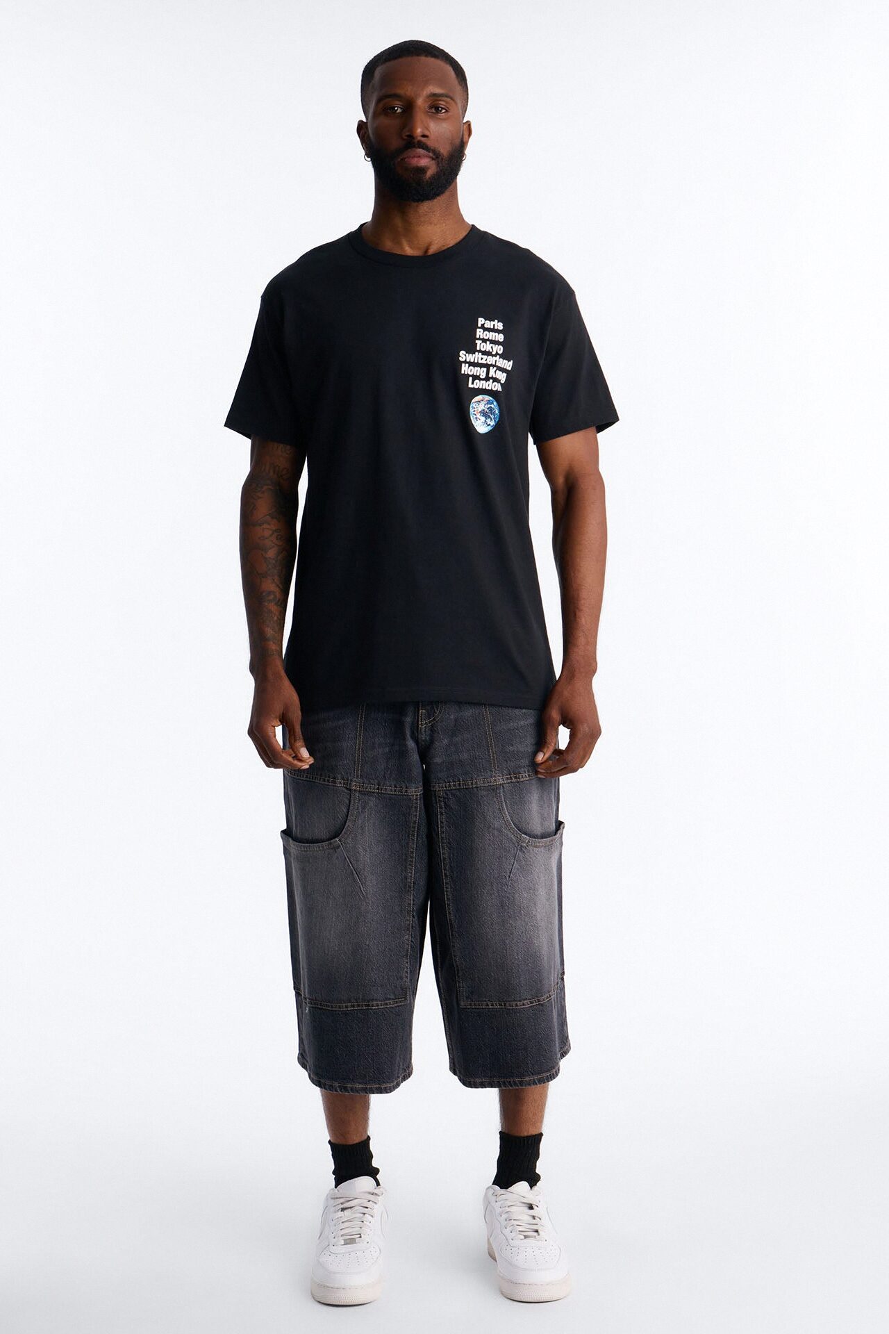 Worldwide Travels Oversized Short Sleeve Tee - Black