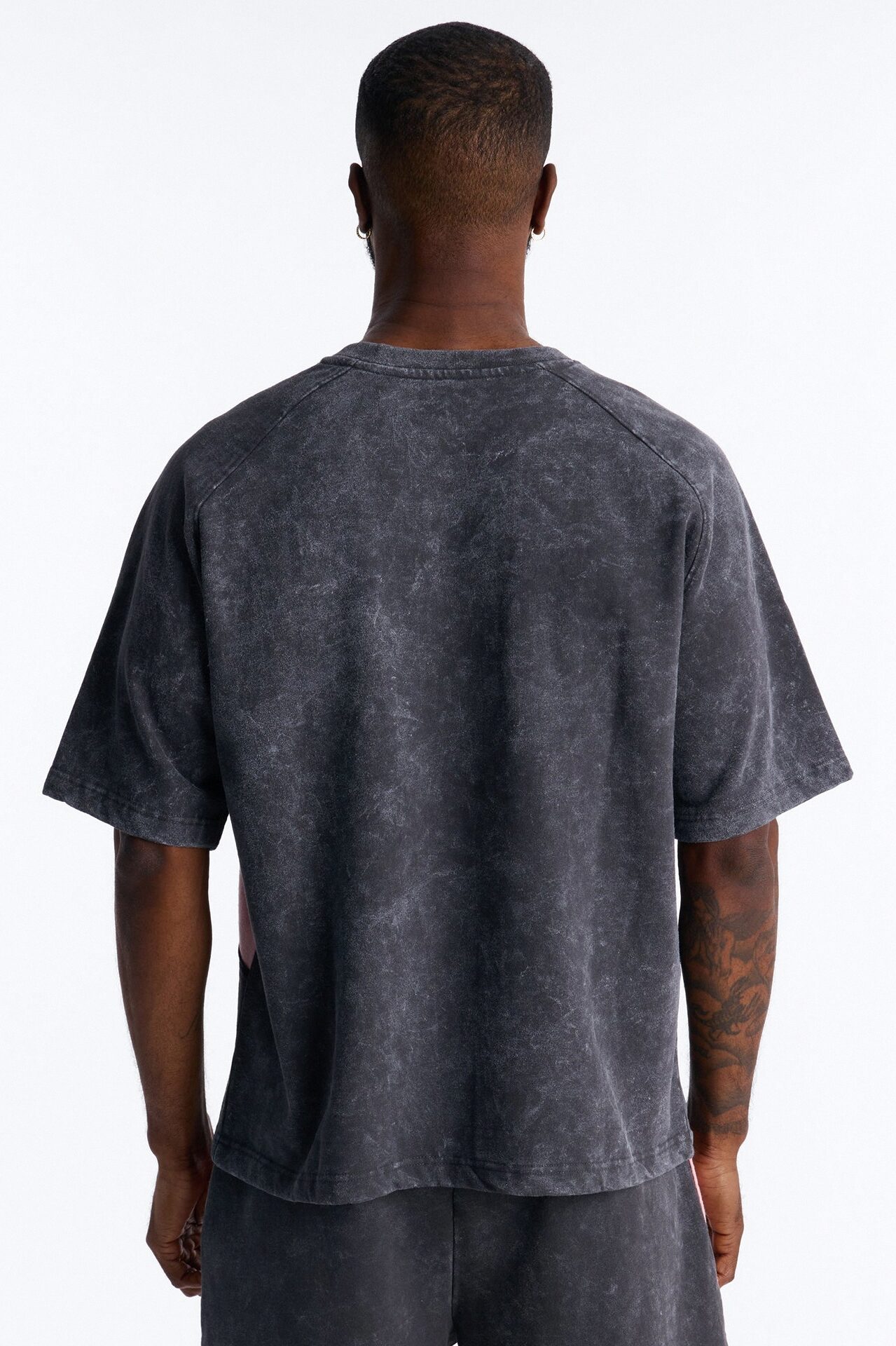 Sacred Embroidery Paneled Fleece Tee - Black