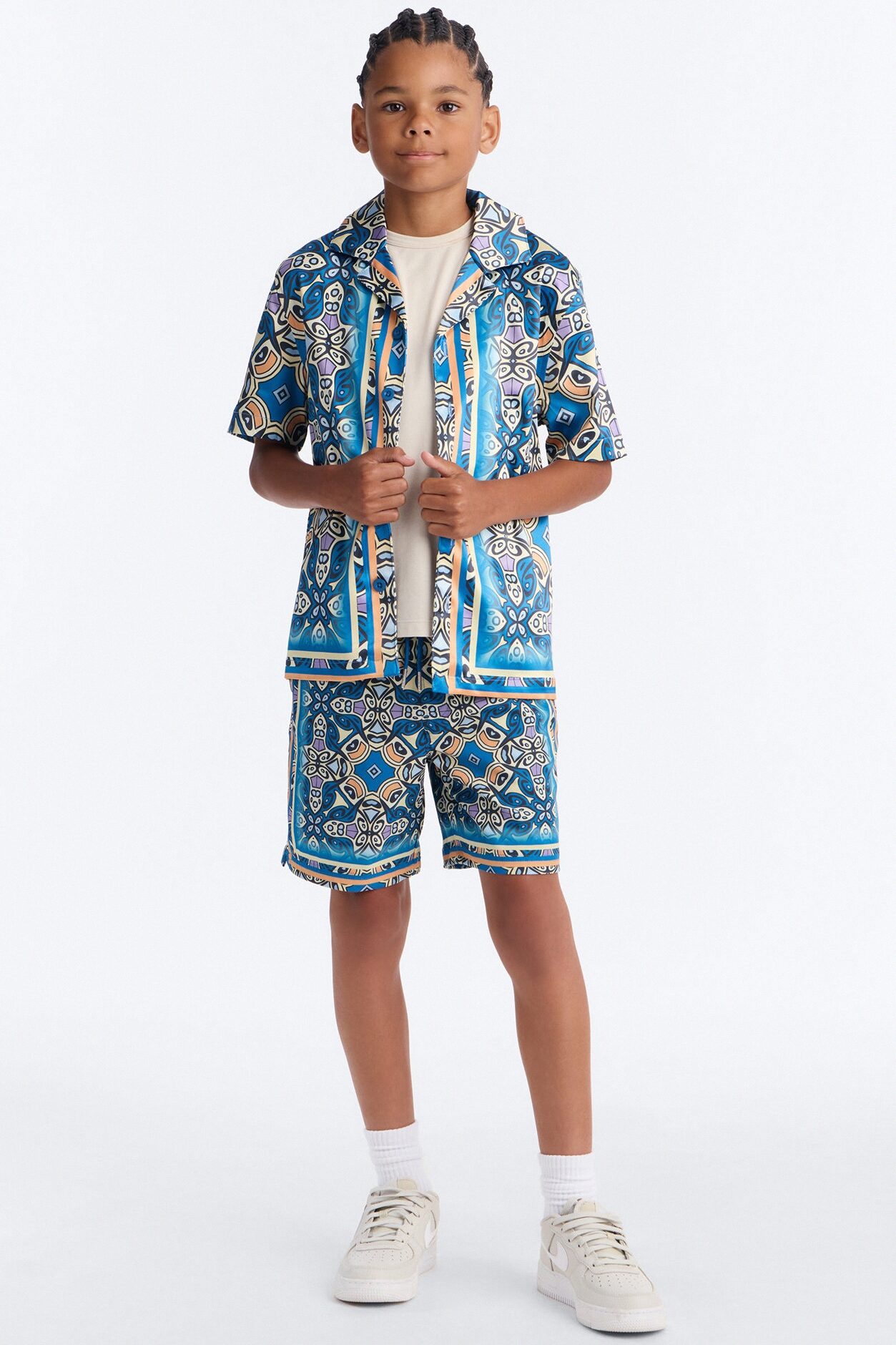 Mini Mosaic Resort Printed Cuban Collar Shirt - Multi Color