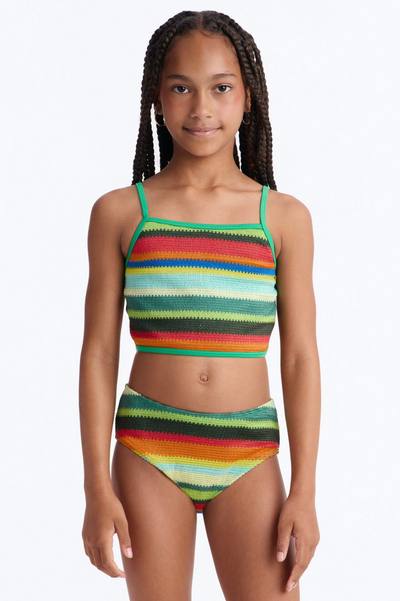 Mini Samira Textured Stripe Tankini 2 Piece Bikini - Green/combo