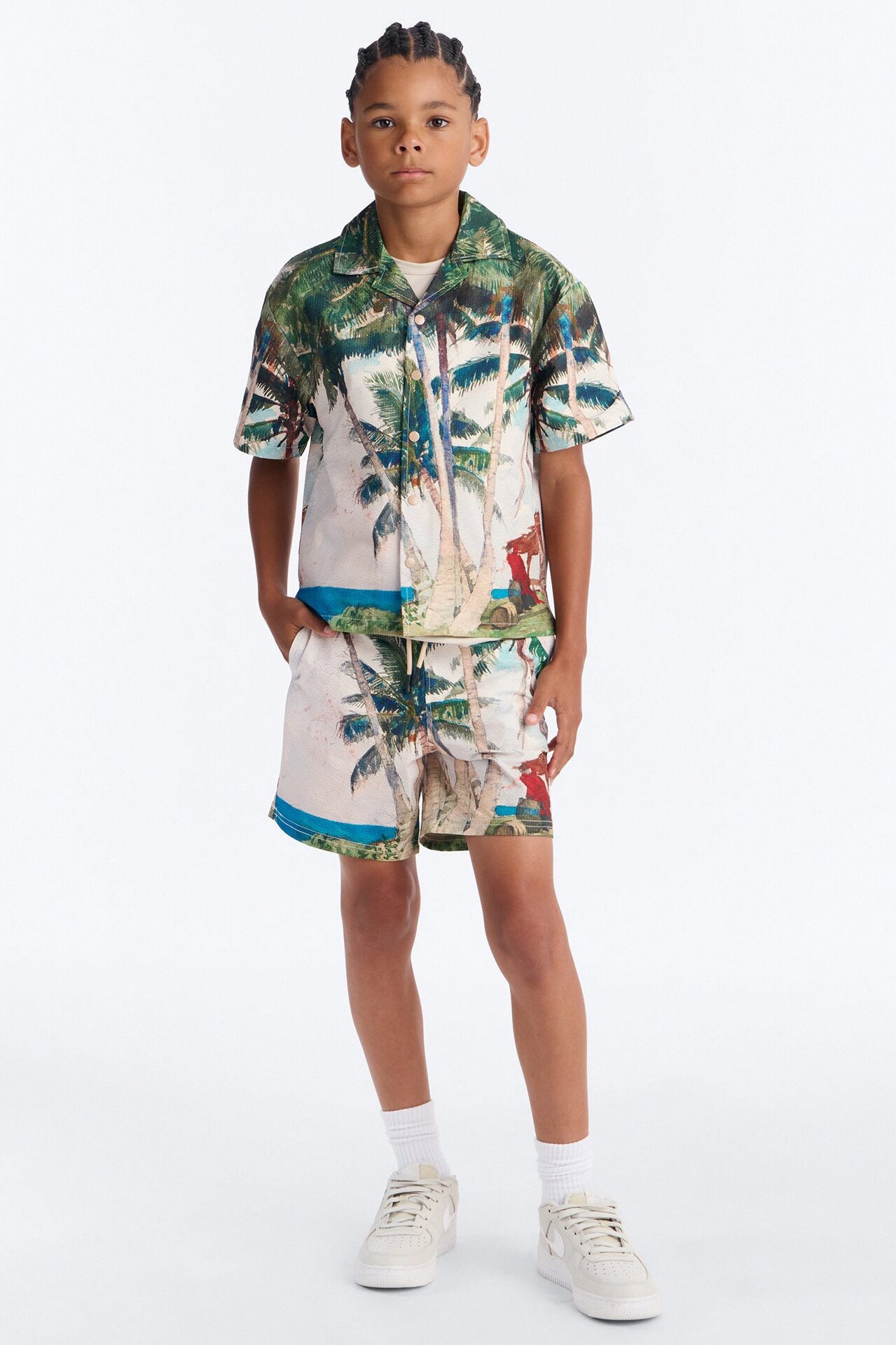 Mini Tropical Get Away Printed Seersucker Swim Trunk - Multi Color