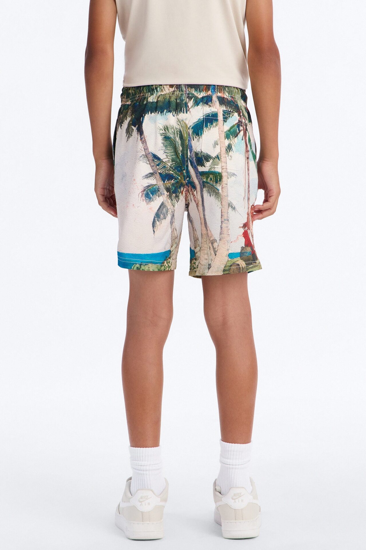 Mini Tropical Get Away Printed Seersucker Swim Trunk - Multi Color