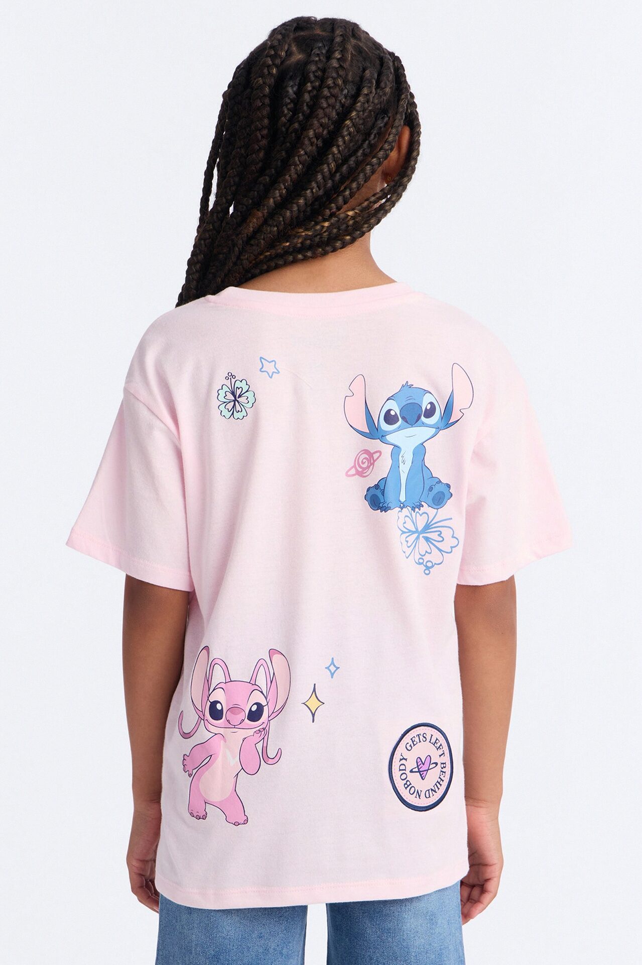 Mini Stitch Ohana Means Family Short Sleeve Tee - Light Pink