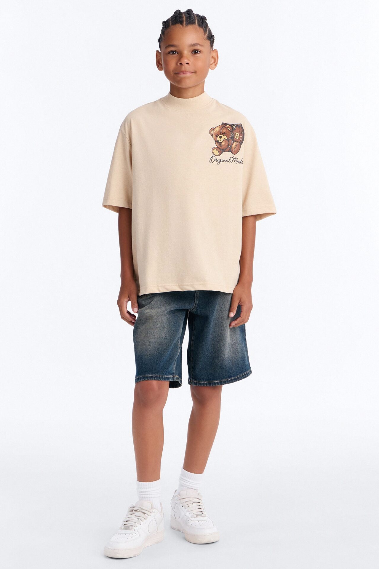 Mini Original Teddy Short Sleeve Front/Back Tee - Sand