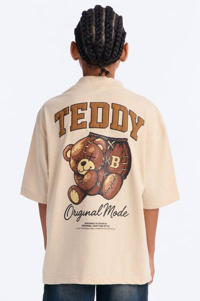 Mini Original Teddy Short Sleeve Front/Back Tee - Sand