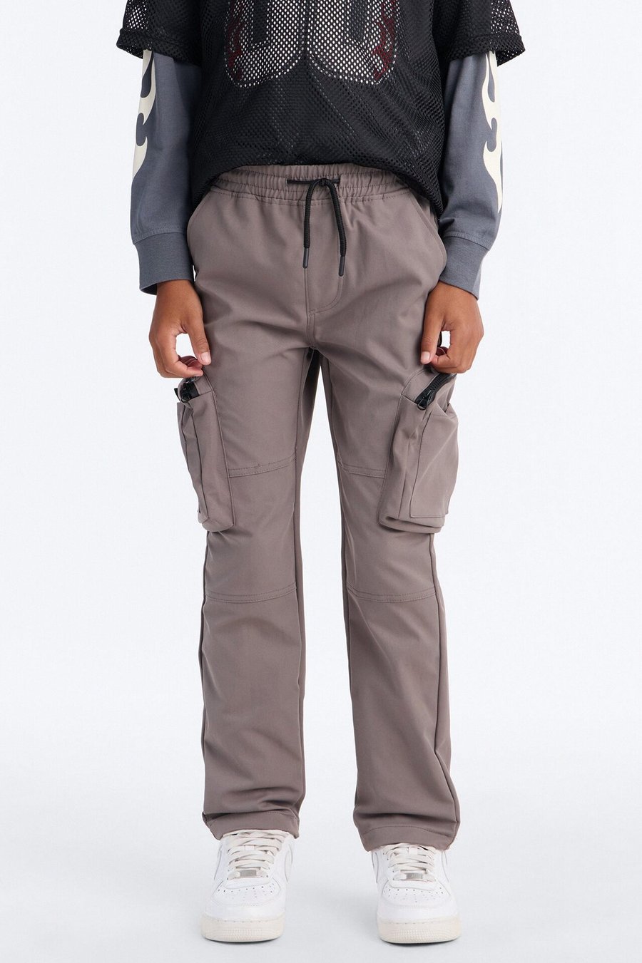 Mini Finn Tech Twill Cargo Pants - Grey