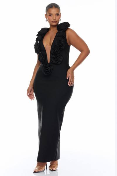 Rosalia Rosette Bandage Maxi Dress - Black