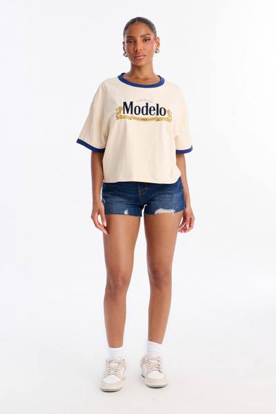 Modelo Collection Flocked Baby Tee - Taupe