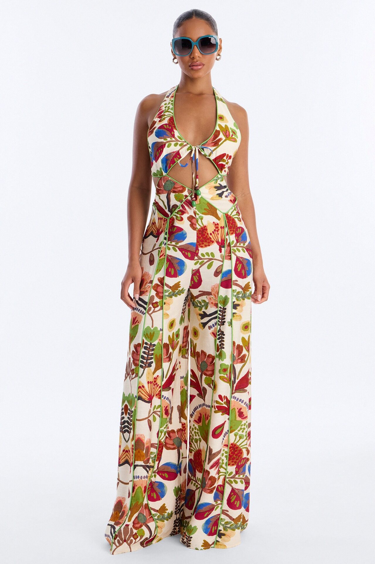 Spring Getaway Wide Leg Jumpsuit - Multi Color