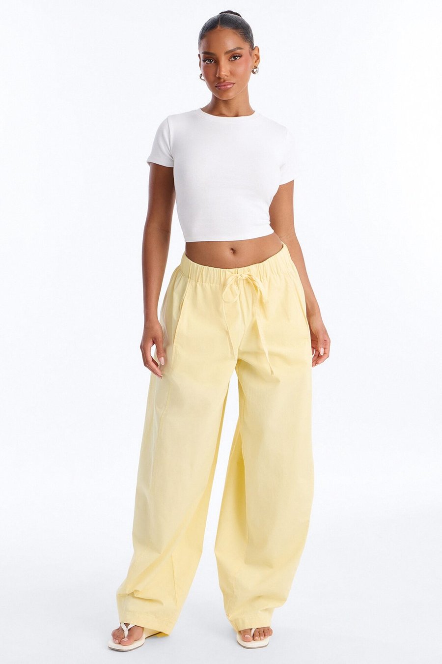 Maggie Low Rise Drawstring Wide Leg Pant 32″ - Yellow