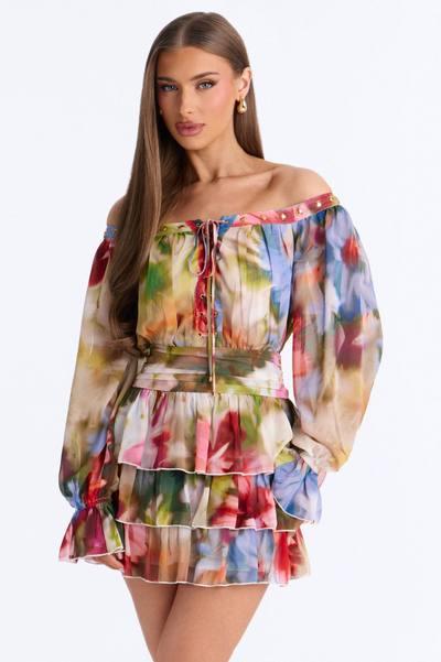 Fade Into You Ruffle Mini Dress - White/combo