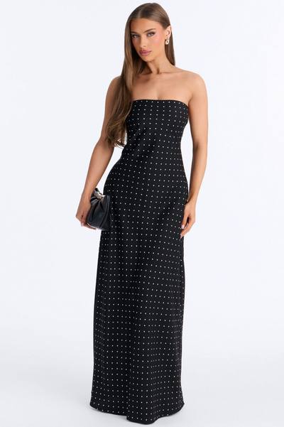 Karina Polka Tie Back Maxi Dress - Black/combo