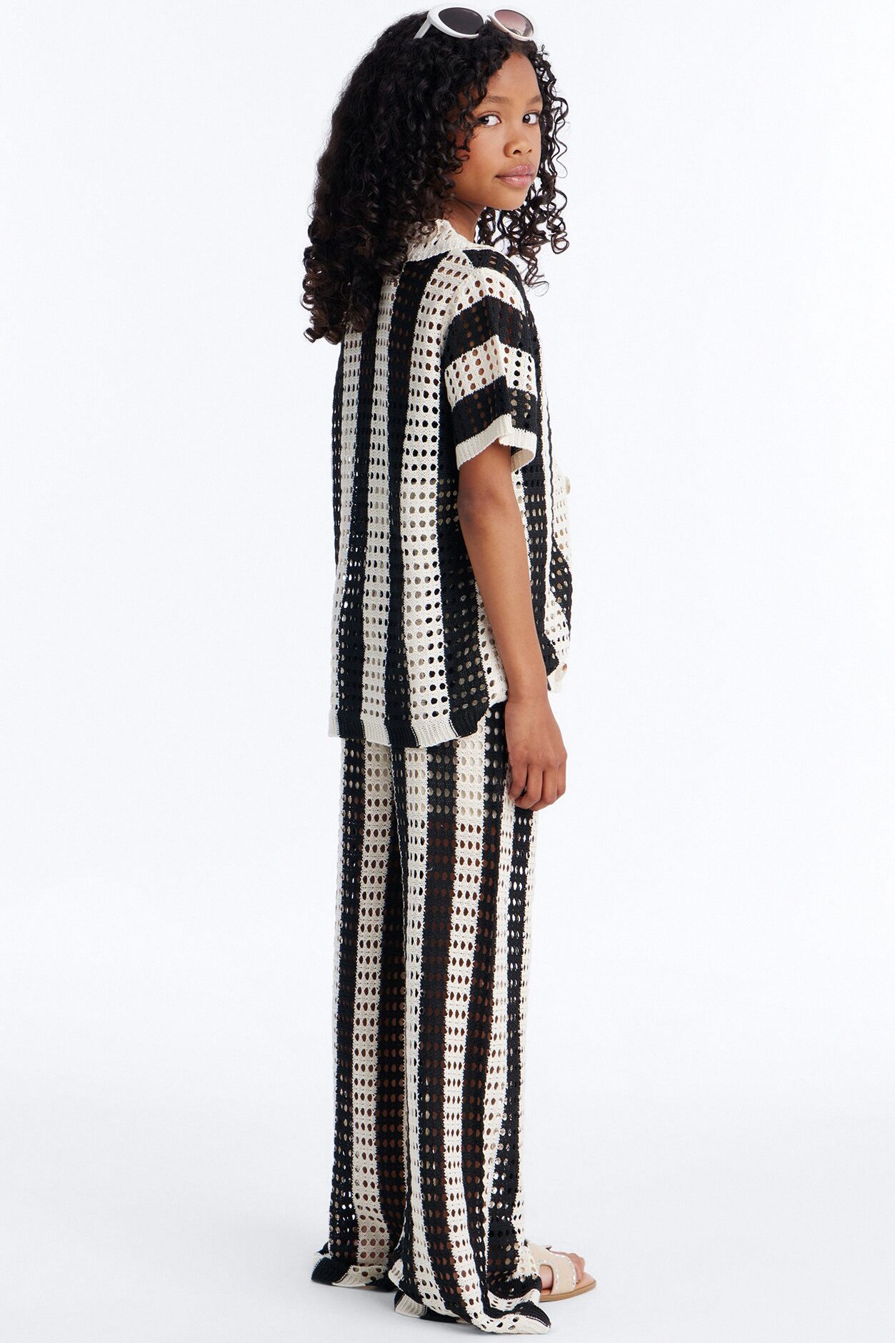 Mini Hayden Crochet Pant Set - Black/combo