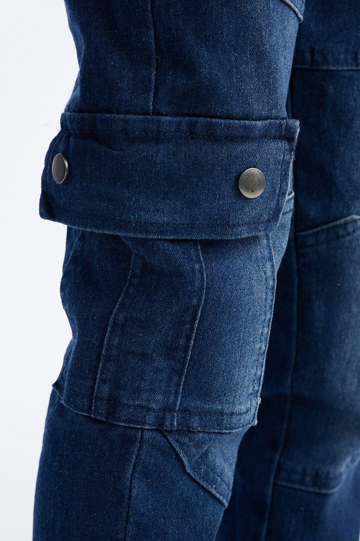 Mini Working On It Cargo Jeans - Medium Blue Wash