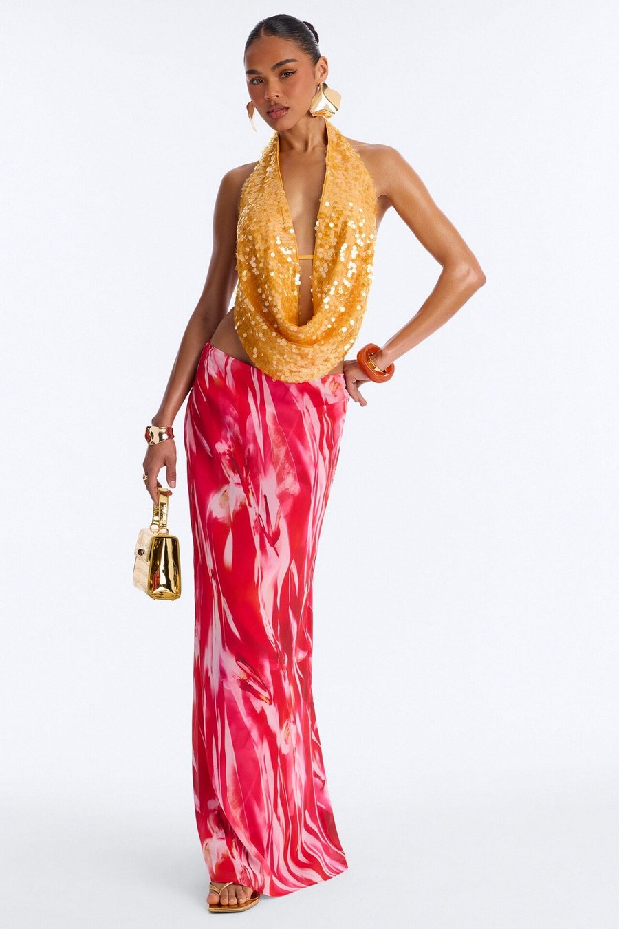 Hot Tropic Chiffon Floral Maxi Skirt - Pink/combo