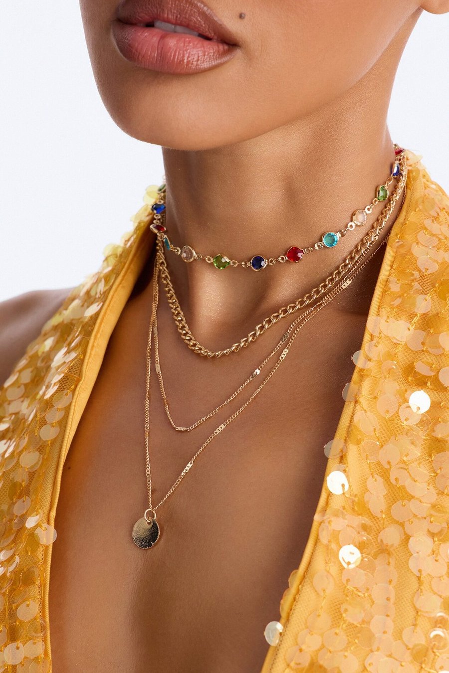 Pure Radiance Layered Neckalce - Gold Multi Color
