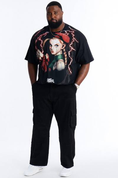 Street Fighter Cammy Delta Red Boxy Short Sleeve Tee - Black